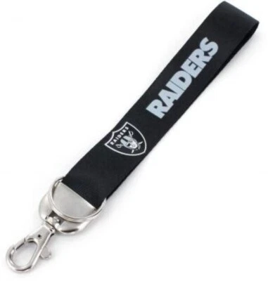 NFL Oakland Raiders Wristlet Lanyard Keychain-Black- Aminco - Image 1 of 4