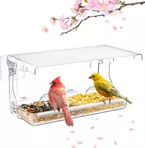 Window Bird Feeder for Outdoors, Clear Birds Feeders Window Mounted with Self-Ad - Picture 1 of 12