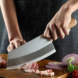 8" Kitchen Chef Knife Stainless Steel Asian Chef Butcher Cleaver Chopping Meat - Picture 1 of 12