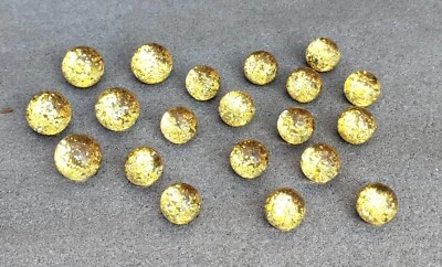Lot of 20 Vintage Round Clear & Black Plastic Buttons w/Gold Glitter Inside - Image 1 of 4