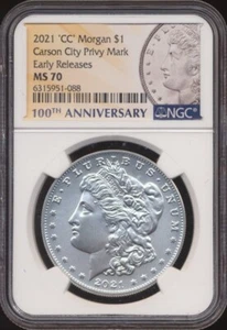 2021-CC Morgan Silver Dollar NGC MS 70 **Early Releases**100th Anniversary** - Picture 1 of 2