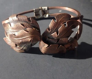Vintage Bell Trading Post copper leaf feather clamper bracelet Southwestern - Picture 1 of 13