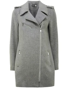 Mint Velvet 3/4 Length Full Zip Winter Biker Style Coat- Grey - UK12 - Picture 1 of 8
