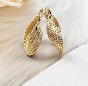 18k Layered Real Gold Filled Multi colors Hoop Earrings - Picture 1 of 5