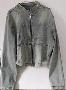 Women's Plus Size Fashion Nova Cropped Denim Jacket - Picture 1 of 3