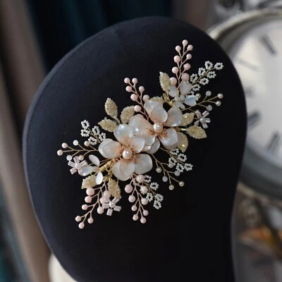 Lovely Champagne Crystal Barrettes Brides Headwear Rhinestone Wedding Headbands - Image 1 of 4