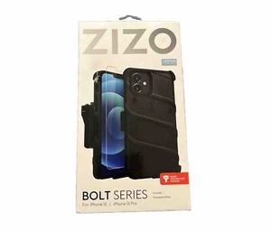IPHONE 12 PRO MAX Case, Clip, Tempered Glass Color Black By Zizo Bolt Series NIB - Picture 1 of 6