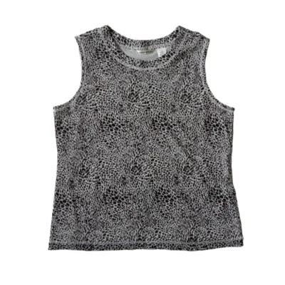 Blusa grande para mujer Laura Ashley blanca y negra con patrón animal transparente sin mangas  Foto 1 de 4
