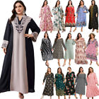 Muslim Floral Women Maxi Dress Dubai Abaya Loose Kaftan Ramadan Islamic Bohemia