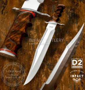 Impact Cutlery Custom D2 Pathfinder Bowie Sawback Survival Edition" Wurzelholz - Bild 1 von 15
