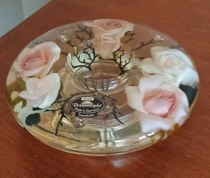 Gilde Dreamlight Glas Teelicht Kerzenhalter Rosen Floral Germany  - Bild 1 von 15