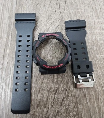 Per Casio g-shock ga 100 Bezel Lunetta Cinturino Strap Nero Rosso Compatibile  - Imagen 1 de 4