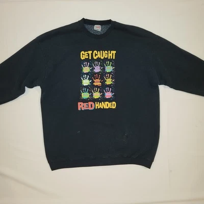 De Colección Wendy's Promo Cuello Redondo XXXL Get Caught Red Handed Comida Rápida Restaurante Negro Foto 1 de 4
