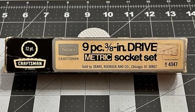 Sears Craftsman 9 Piece Vintage 3/8” Metric Socket Set 12 pt. -V-New in Open Box - Image 1 of 4