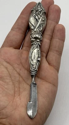 Cuchillo de hadas figurativo Art Nouveau Repousse de plata esterlina de 1800 Simons Bros 6,5" Foto 1 de 4