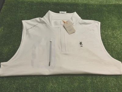 Chaleco de golf Peter Millar Crown deportivo de cuarto de cremallera C.C. Logo Camuflaje Blanco Grande Foto 1 de 2