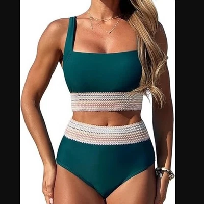 Traje de baño deportivo bikini cintura alta verde azulado marca ZAFUL XXL NUEVO SIN ETIQUETAS Foto 1 de 4