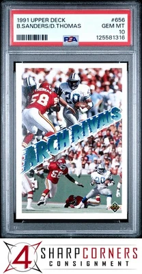 1991 UPPER DECK #656 BARRY SANDERS-DERRICK THOMAS PSA 10 - Image 1 of 3