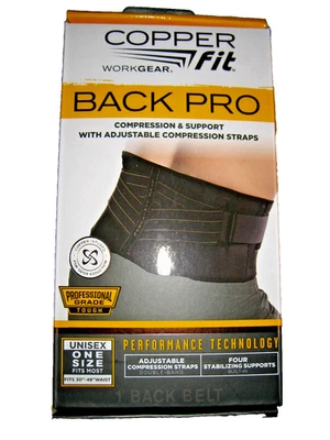 Copper Fit WORK GEAR-Back Pro 支撑带 带皮带 - 均码 适合大多数 30 英寸 - 48 英寸 — 第 1/4 张图片
