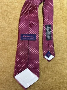 Hathaway Jay Briggs Maroon Polka Dot Silk Tie Classic Formal 57” - Picture 1 of 4