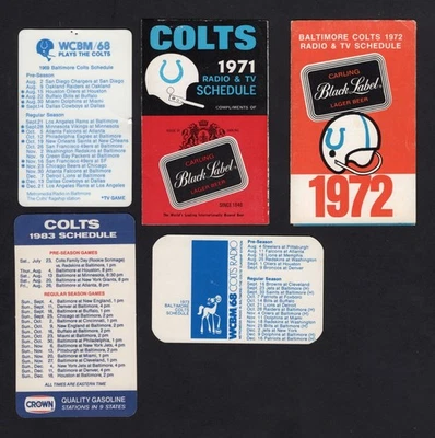 (5) 1969-83 Baltimore Colts National & Carling Beer Football Pocket Schedules - Image 1 of 3