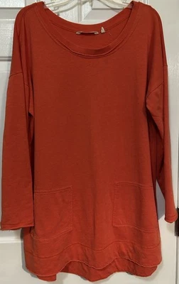 Мягкое окружение женщин XL оранжевый туника толстовка карманы мягкий уютный эластичной - Изображение 1 из 4