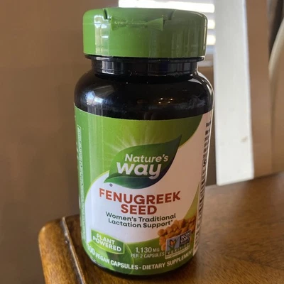 Semente de feno-grego Nature's Way tradicional suporte à lactação vegana 100 ct 7/2029 - Imagem 1 de 4