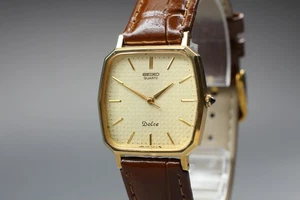 [Near MINT] Seiko Dolce 7731-5120 29mm Gold Dial Quartz Men's Watch From JAPAN - Picture 1 of 11