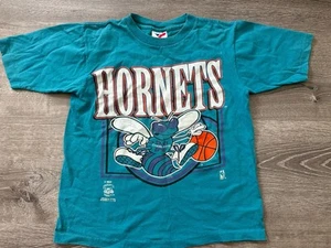 Vintage 90’s NBA Charlotte Hornets Kids Youth T-Shirt Single Stitch - Picture 1 of 5