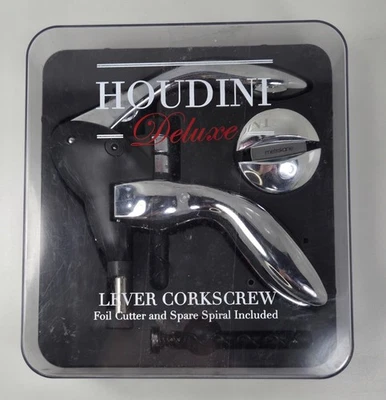 Houdini Corkscrew Wine Opener With foil Cutter And Spare Spiral Black New - Image 1 of 2