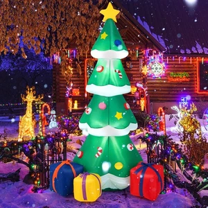 Topbuy 6FT Inflatable Christmas Tree Blow Up Xmas Tree w/ Treetop Star Colorful - Bild 1 von 10