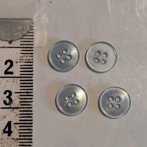 4 11mm Pale Blue slightly pearlescent 4 Hole Plastic Buttons - Picture 1 of 2
