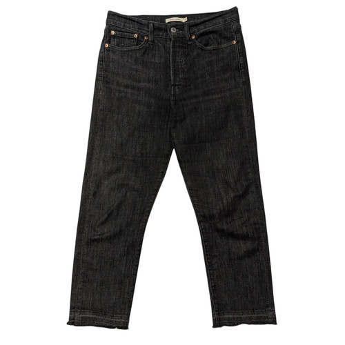Levi's Jeans Wedgie Straight Womens 30 Raw Hem Button Fly Black Denim ...