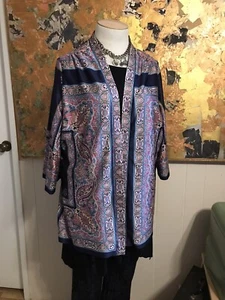 Vintage 1950s Edith Martin California Paisley Open Front Kimono Style Jacket L - Picture 1 of 7