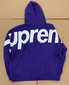 FW23 SUPREME BIG LOGO JACQUARD HOODED SWEATSHIRT PULLOVER HOODIE PURPLE SZ XXL - Picture 1 of 5