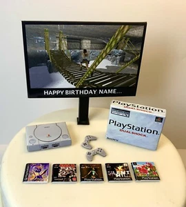 Topper per torte PS1 retrò personalizzati | Torta di compleanno bambini adulti - Foto 1 di 16