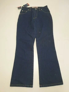 PP184 WOMENS KANGOL DARK BLUE STRAIGHT RIGID DENIM JEANS UK 12 L W30 L31 BNWT - Picture 1 of 3