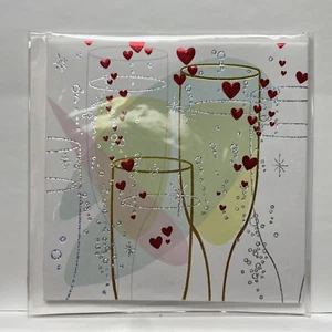 Treasures "Champagne Romance Red" Romantic Pop-Up Greeting Card with Envelope - Picture 1 of 2