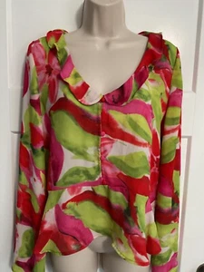 Sunny Leigh size M V-neck with ruffle long sleeve dressy blouse - Picture 1 of 5