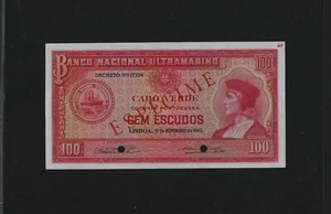 Portugal PORTUGUESE CAPE VERDE 100 escudos 1945 P-45s SPECIMEN GEM UNC RARE - Picture 1 of 2