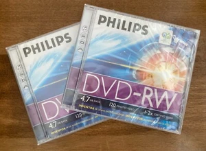 Philips DVD-RW 4.7GB Jewel Cases New & Sealed Blank Disc - Photo 1/2