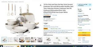 Bazova Ceramic Nonstick 19-Piece Cookware Set - Picture 1 of 8