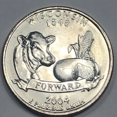 2004 P - Wisconsin Statehood Quarter Dollar Coin - Image 1 of 2