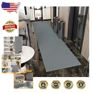 Custom-Sized Non-Slip Rubberback Indoor/Outdoor 2' x 11' Gray Runner Rug - Picture 1 of 11