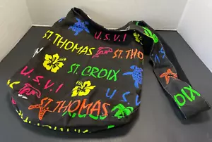 St Thomas/ St Croix Canvas Shoulder Tote bag Purse Black - Picture 1 of 7