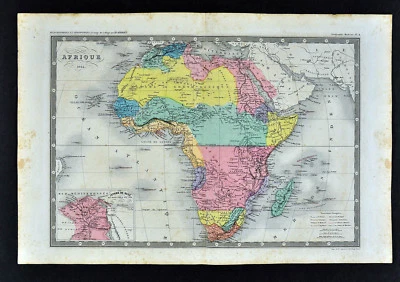 1864 Ansart Map - Africa  Cape Colony South Egypt Nubia Sahara Guinea Suez Canal - Image 1 of 4