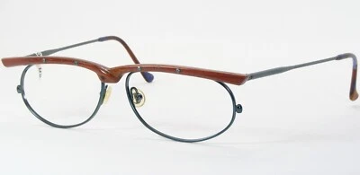 PG Vintage PG002/U5 Teal / Brown Unique RARE EYEGLASSES FRAME WOOD 53-15-150mm - Image 1 of 4