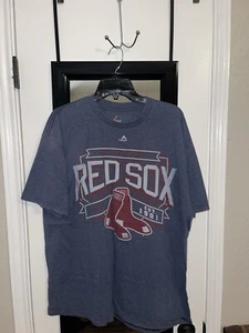 BOSTON RED SOX Est. 1901 Big Spellout Logo MLB Majestic Gray SS T Shirt Size XL - Picture 1 of 3