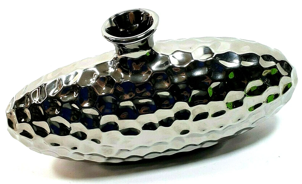 Silver Hammered Ceramic Vase Oval Thomas Philipps Germany - Image 1 of 4