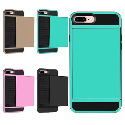 For iPhone6 Plus/6s Plus/7 Plus/8 Plus Wallet Card Slot Hybrid Armor Phone Cover Foto 1 de 4